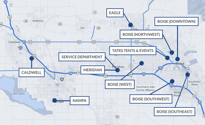 Tates Rents Locations Map
